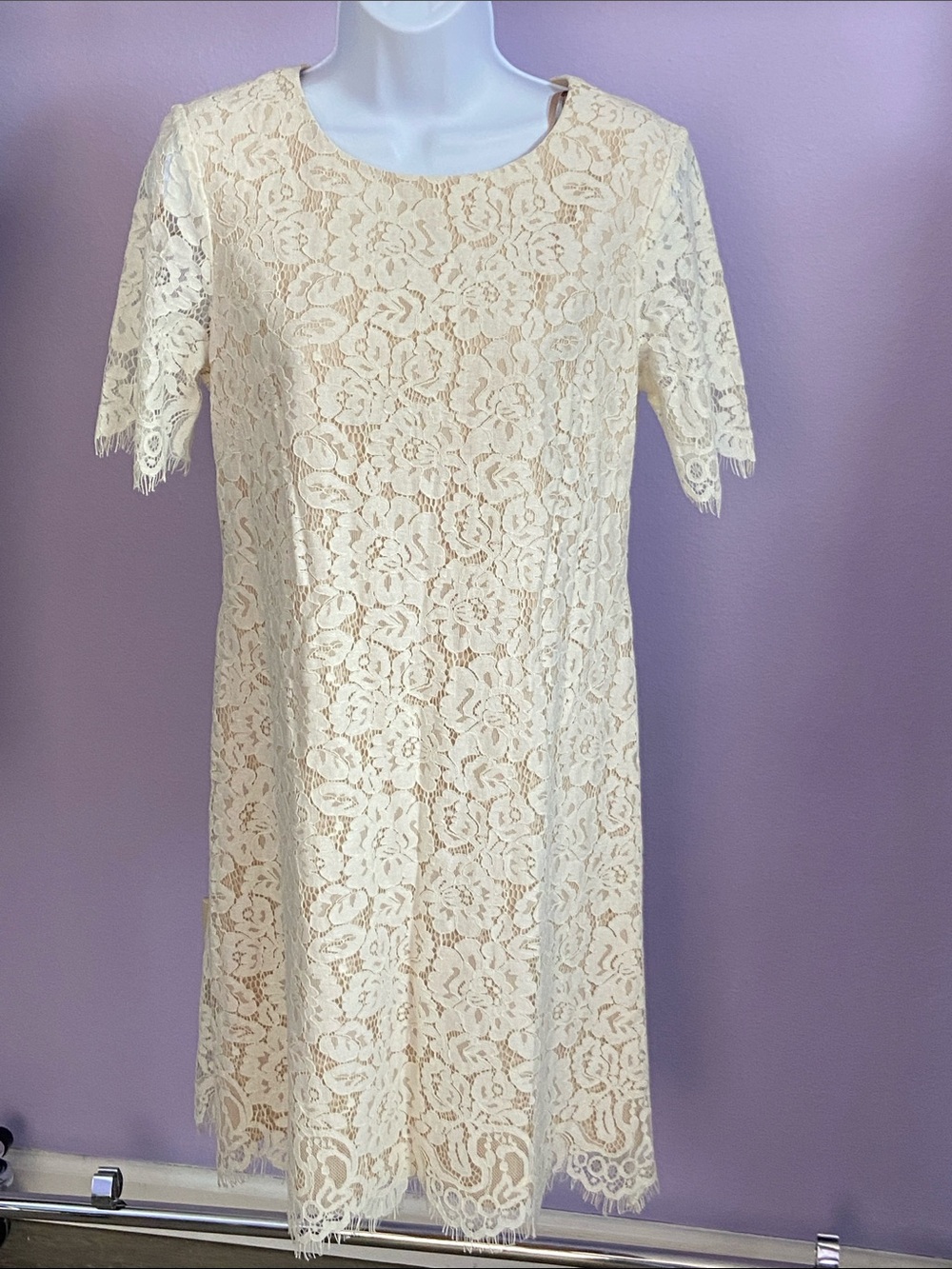 Jessica Cream Lace Midi Shift Dress